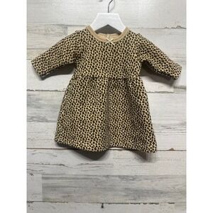 HB Leopard Quilted Dress Girls 3-6M Tan Brown Animal Print EUC